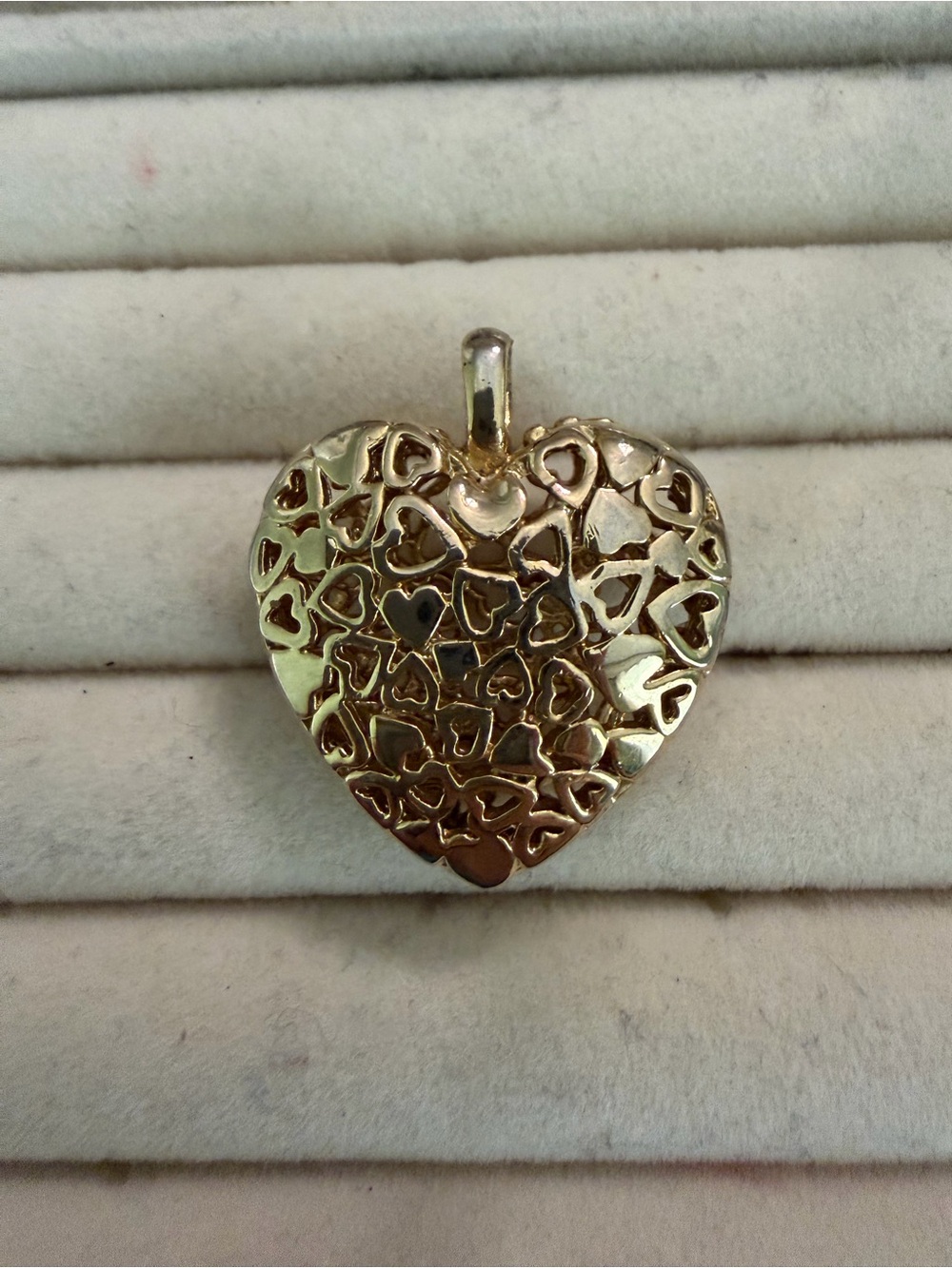 Gold Heart Filigree Pendant - Gold Heart Charm